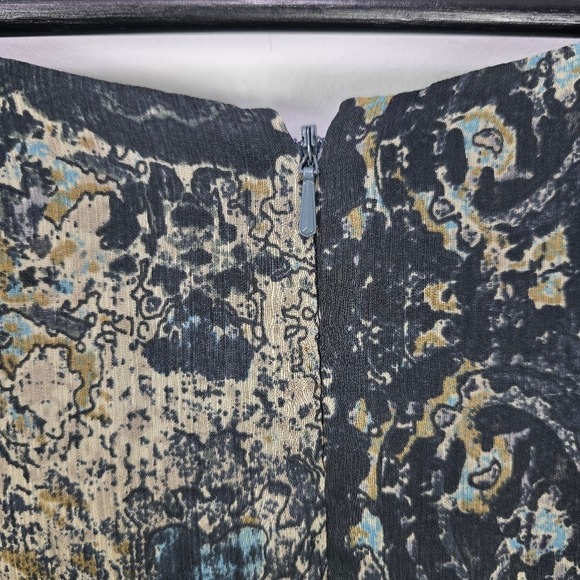 Coldwater Creek Midi Dress 18 Abstract V Neck Short Sleeve Gathered Waist Church - Picture 6 of 13